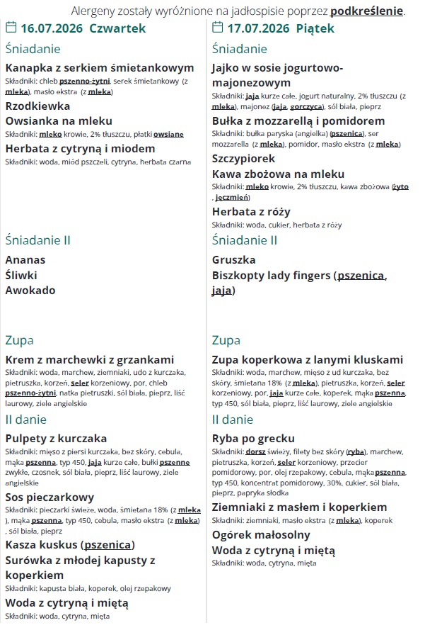 menu