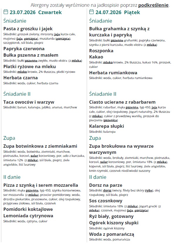menu
