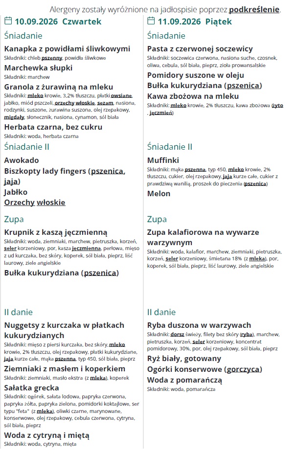 menu