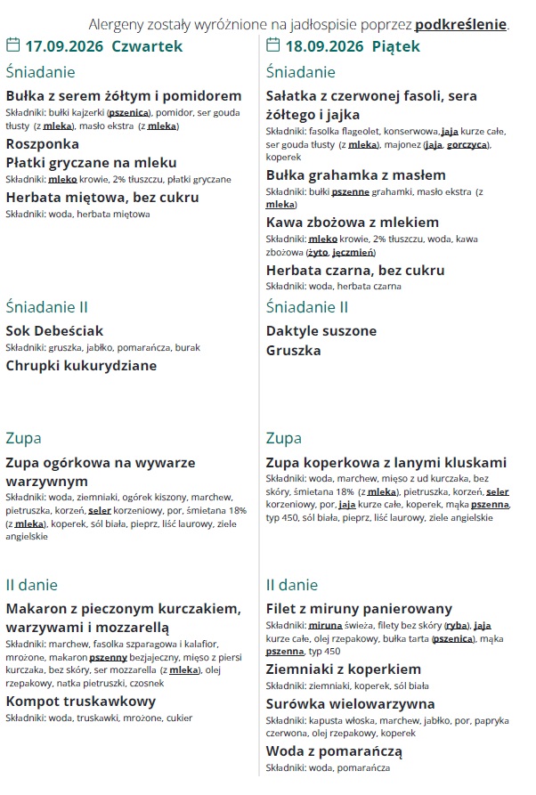 menu